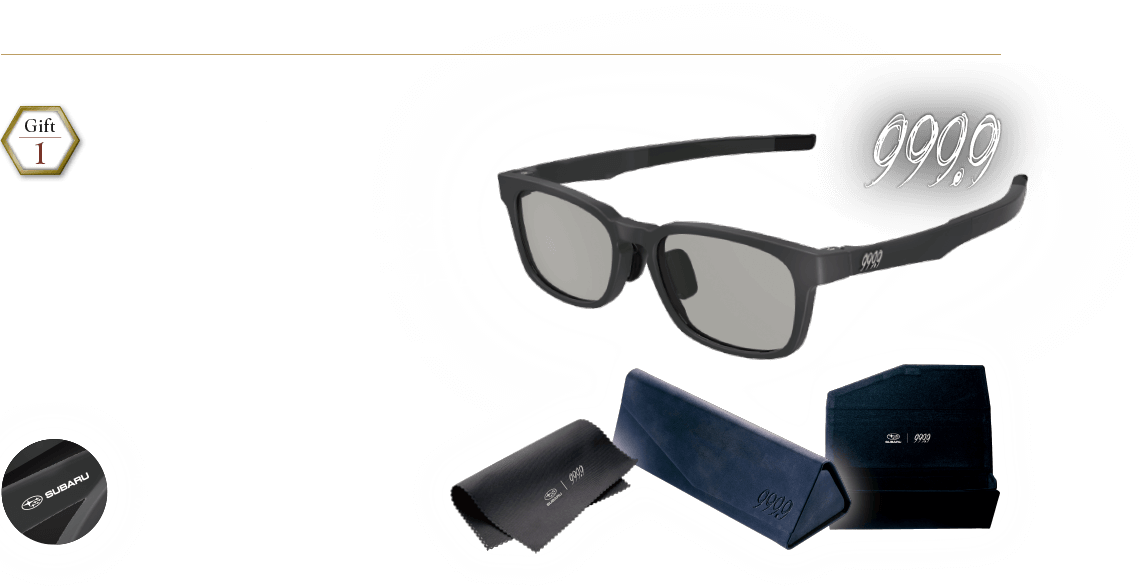 日常でも馴染みやすく広い視野が確保できるレンズシェイプ。通常使用からスポーツに特化した使用まで、幅広いシーンにおいて快適にお使いいただけるサングラス仕様です。フレームにSUBARUロゴを刻印しました。
