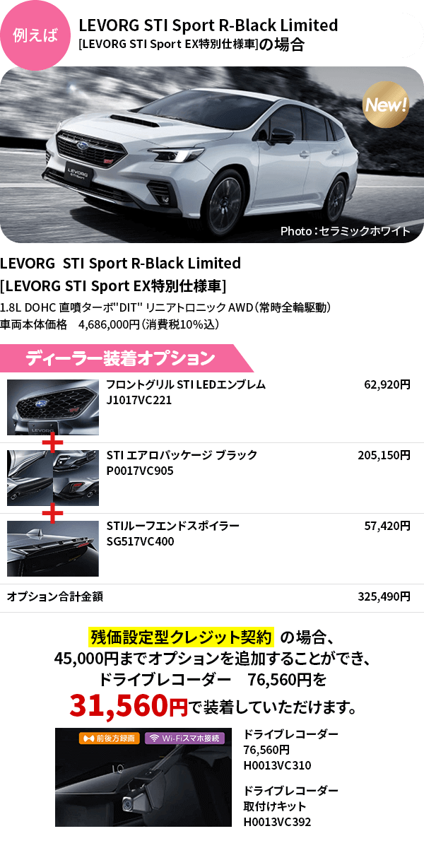 LEVORG STI Sport R-Black Limited [LEVORG STI Sport EX特別仕様車]の場合