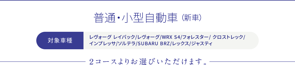 普通・小型自動車（新車）対象車種：レヴォーグ レイバック/レヴォーグ/WRX S4/フォレスター/ クロストレック/インプレッサ/ソルテラ/SUBARU BRZ/レックス/ジャスティ